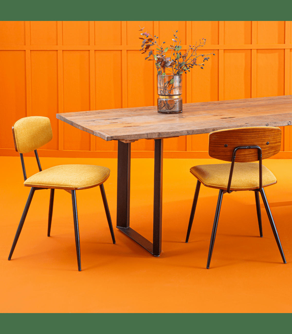 BABETTE - Lot de 2 chaises moutarde - H79 cm