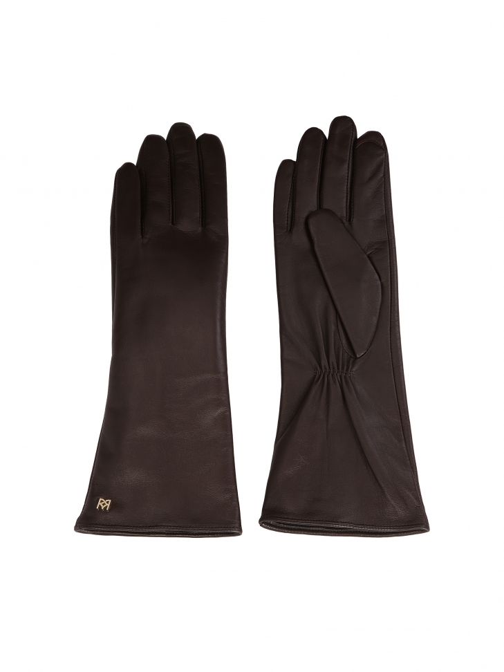 Long dark brown monogrammed gloves from KAZAR