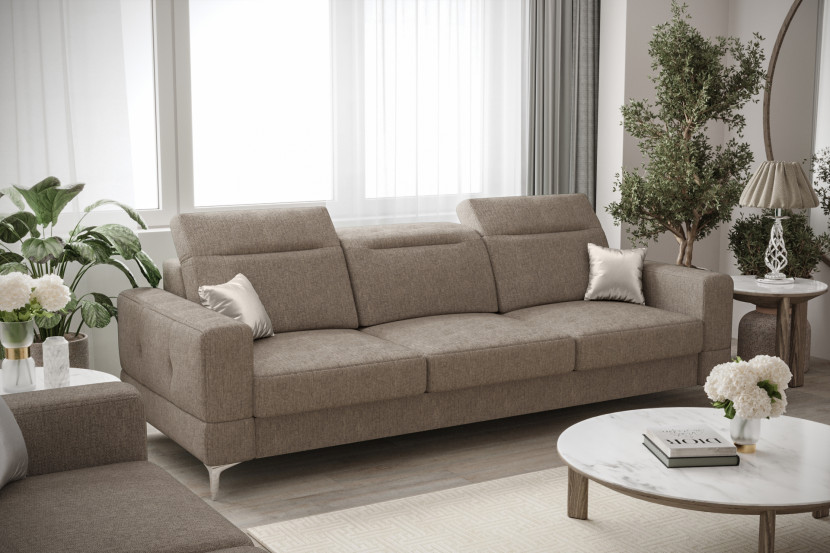 Sofa Malibu III bez funkcji spania regulowane zagłówki tkanina