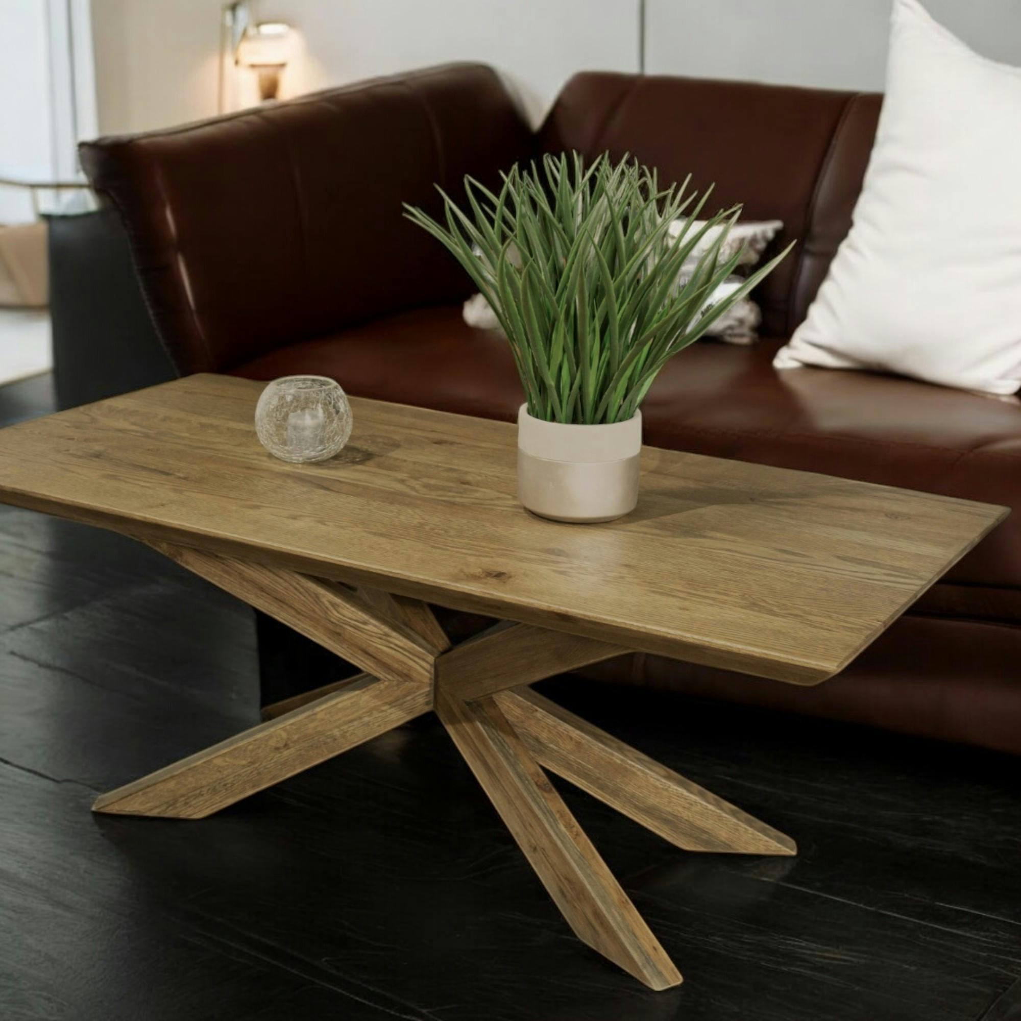 Table basse moderne en chêne 120 cm MANHATTAN