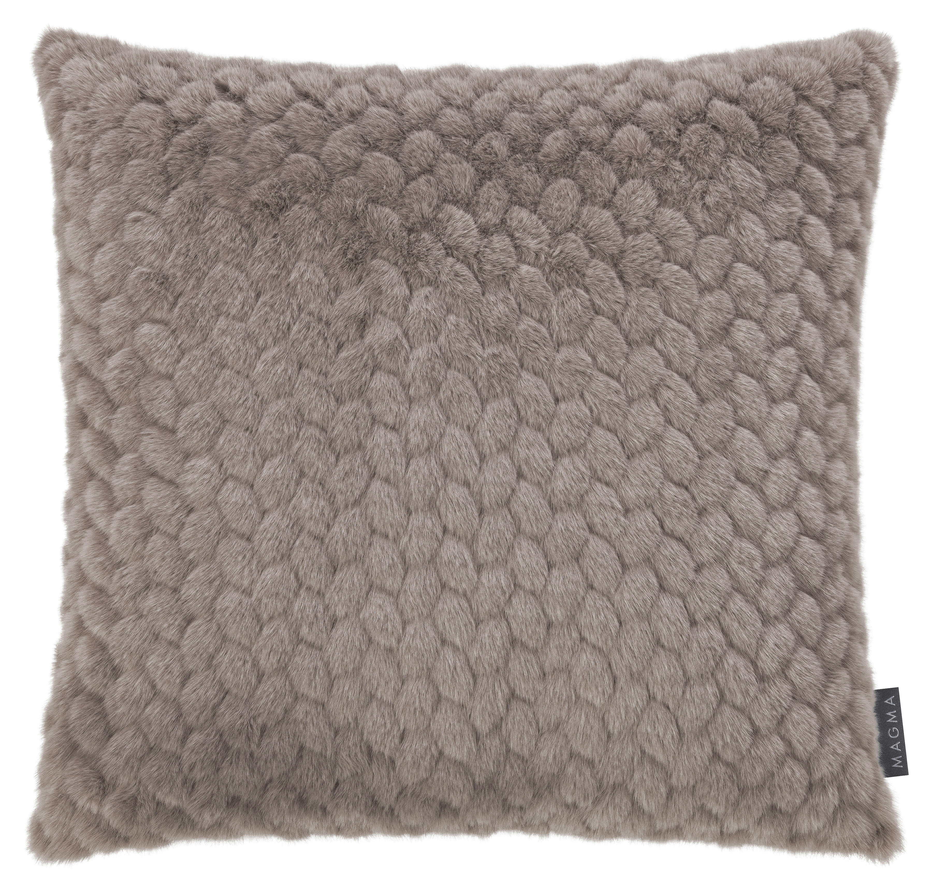 MINK - Housse de coussin fausse fourrure motif relief taupe 50x50