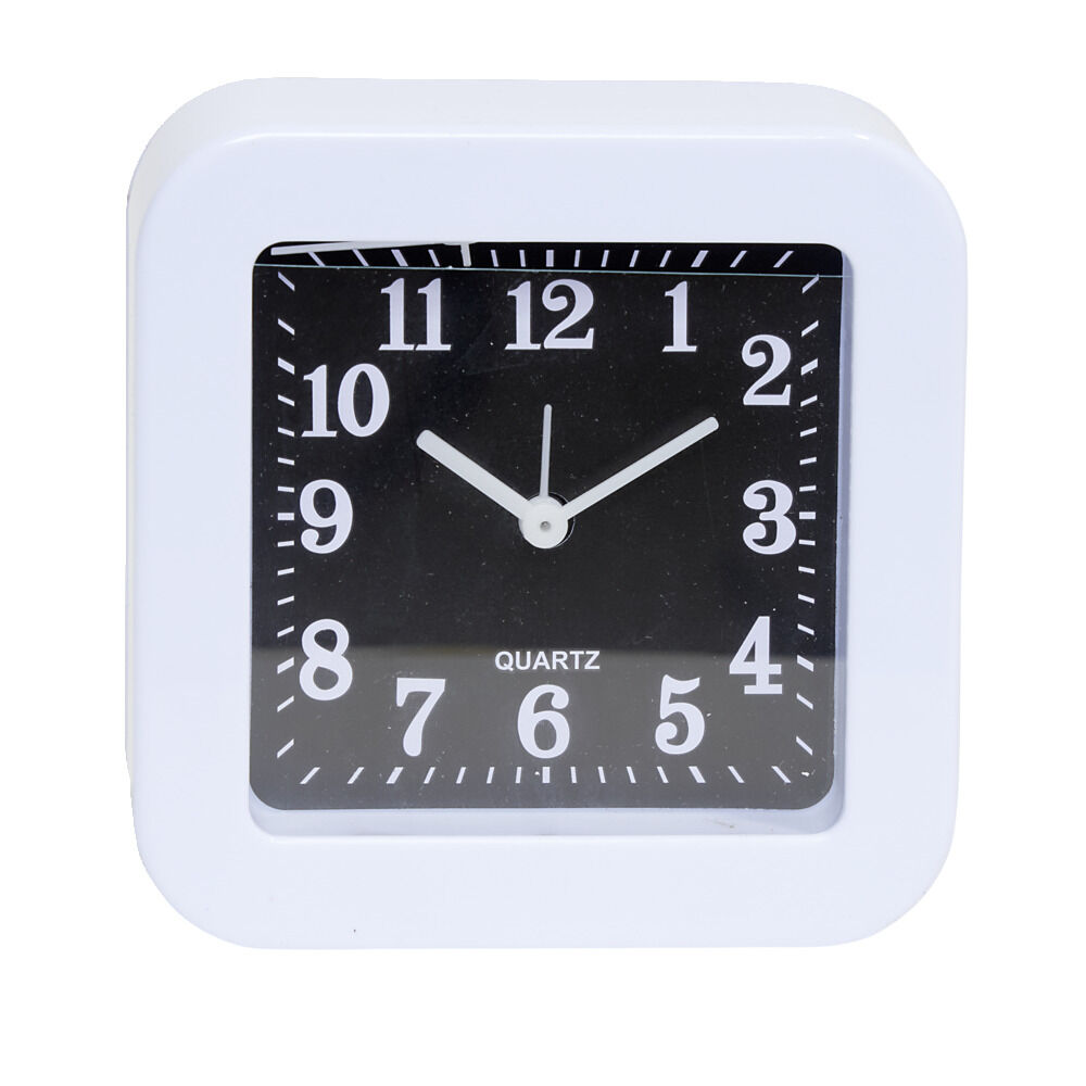Mini réveil analogique à quartz en plastique avec alarme (4 modèles)