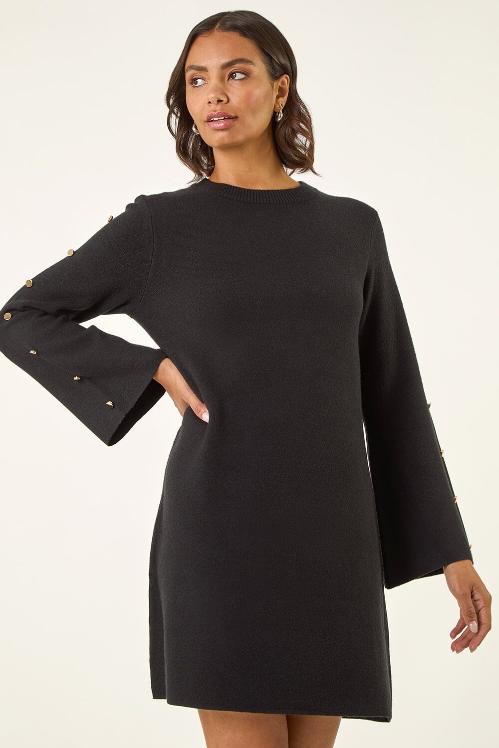 Roman Buttoned Knit Dress
