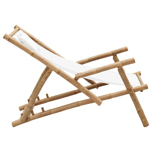 NNEVL Deck Chair Bamboo and Canvas Cream White