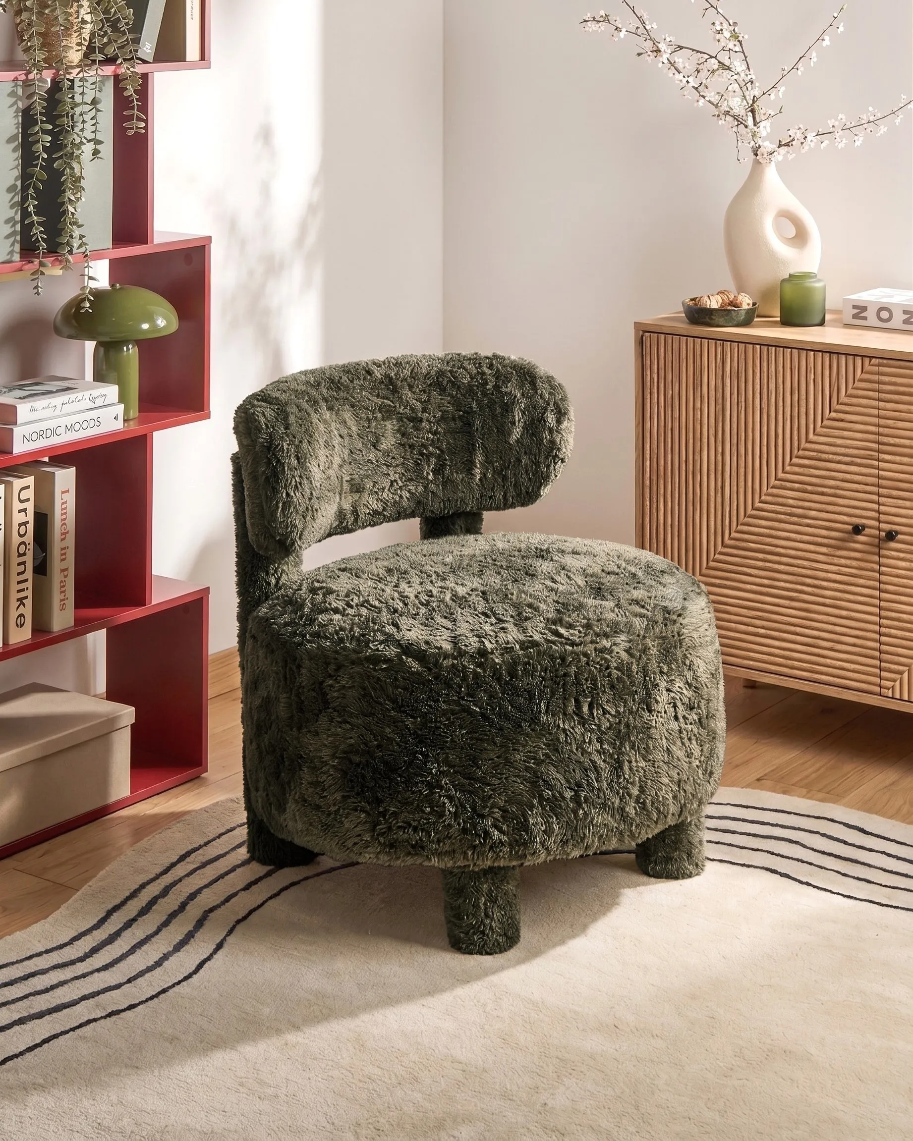 Armchair HAMINA Faux Fur Dark Green