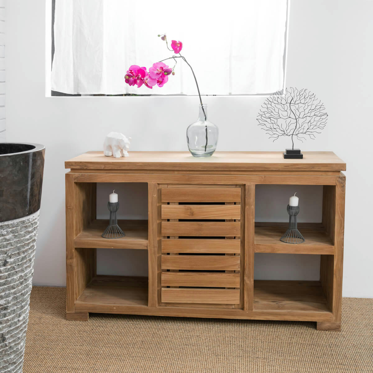 - Meuble bas de salle de bain en teck L120cm