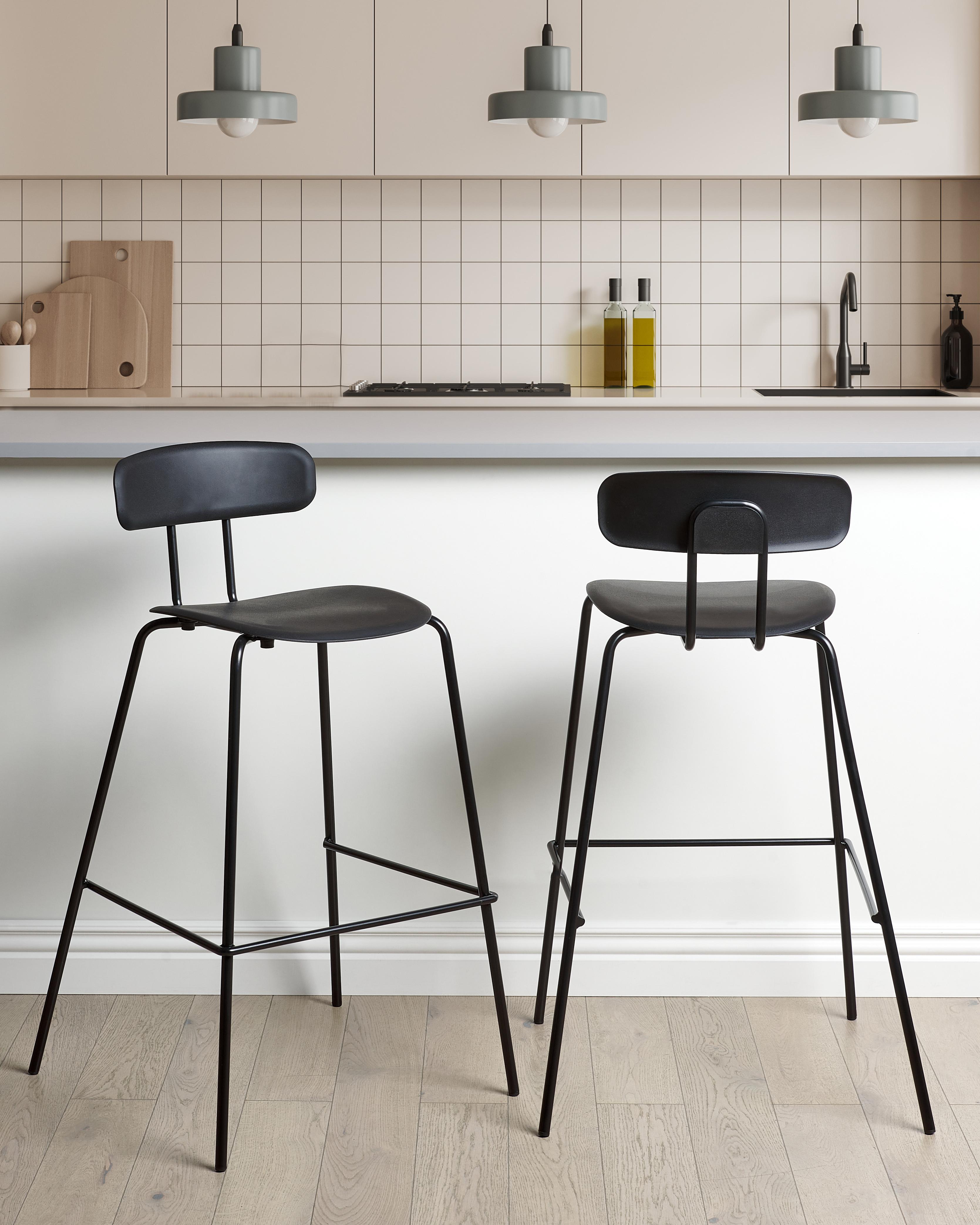 Set of 2 Bar Chairs SIBLEY Black