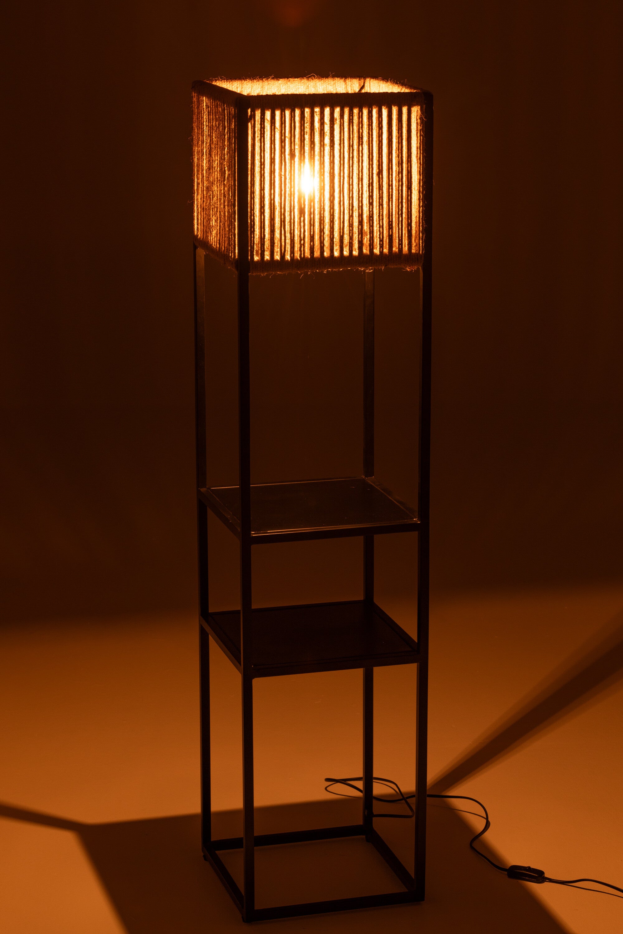 J-Line vloerlamp Vierkant - ijzer/jute - naturel/zwart