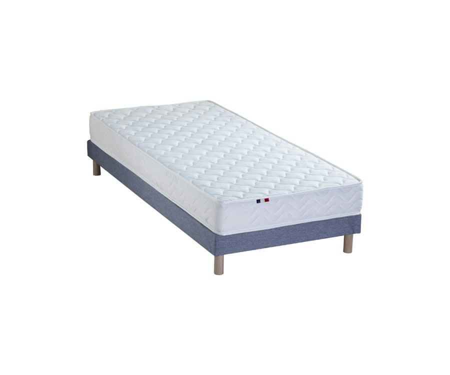 ENSEMBLE STRATUS - Ensemble matelas mousse sommier bleu 90x190