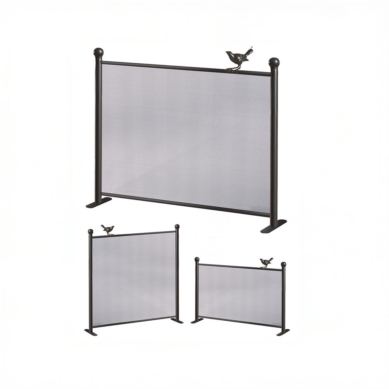 Select-A-Size Iron Fire Screen – Bird on a Wire Single Panel – American Made by Urban Forge – Coal Black Finish
