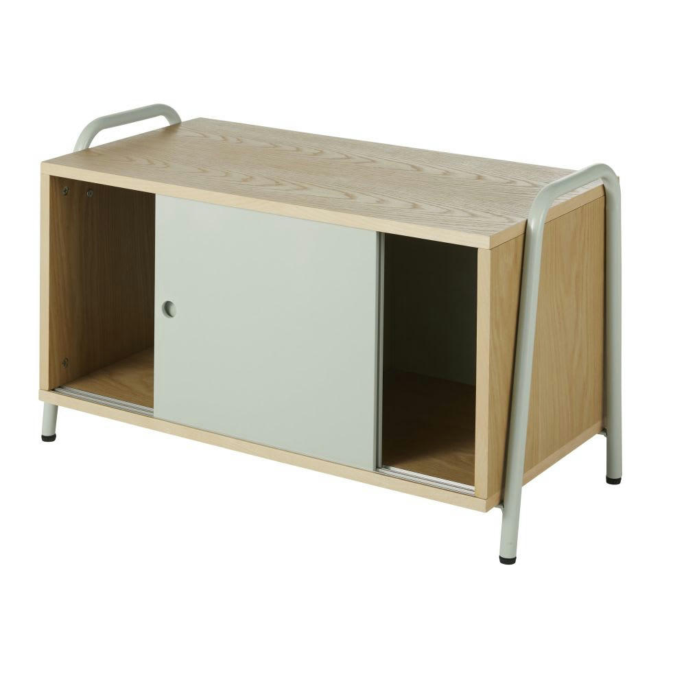 Orestad - Meuble de rangement 2 portes beige et vert