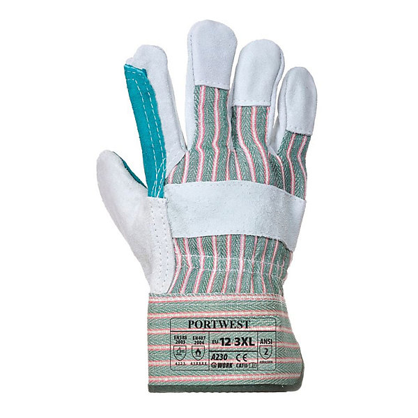 Gants de travail Portwest DOCKER PAUME DOUBLEE Vert / Gris 12