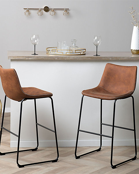 Lot de 2 chaises de bar FRANKS Marron doré
