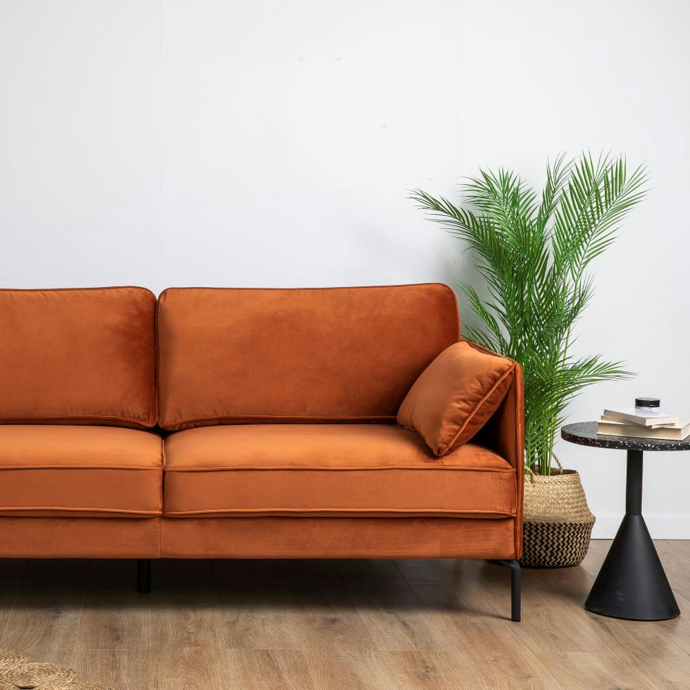 SOMERDALE - Canapé 3 places en velours rouille