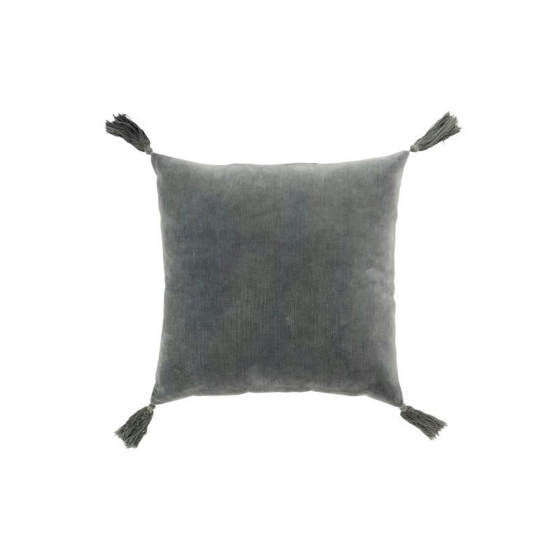 FLOCHES - Coussin floches coton gris 45x45