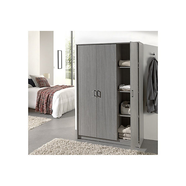 Armoire REY3 portes120x180 cmBois gris clairStyle scandinave