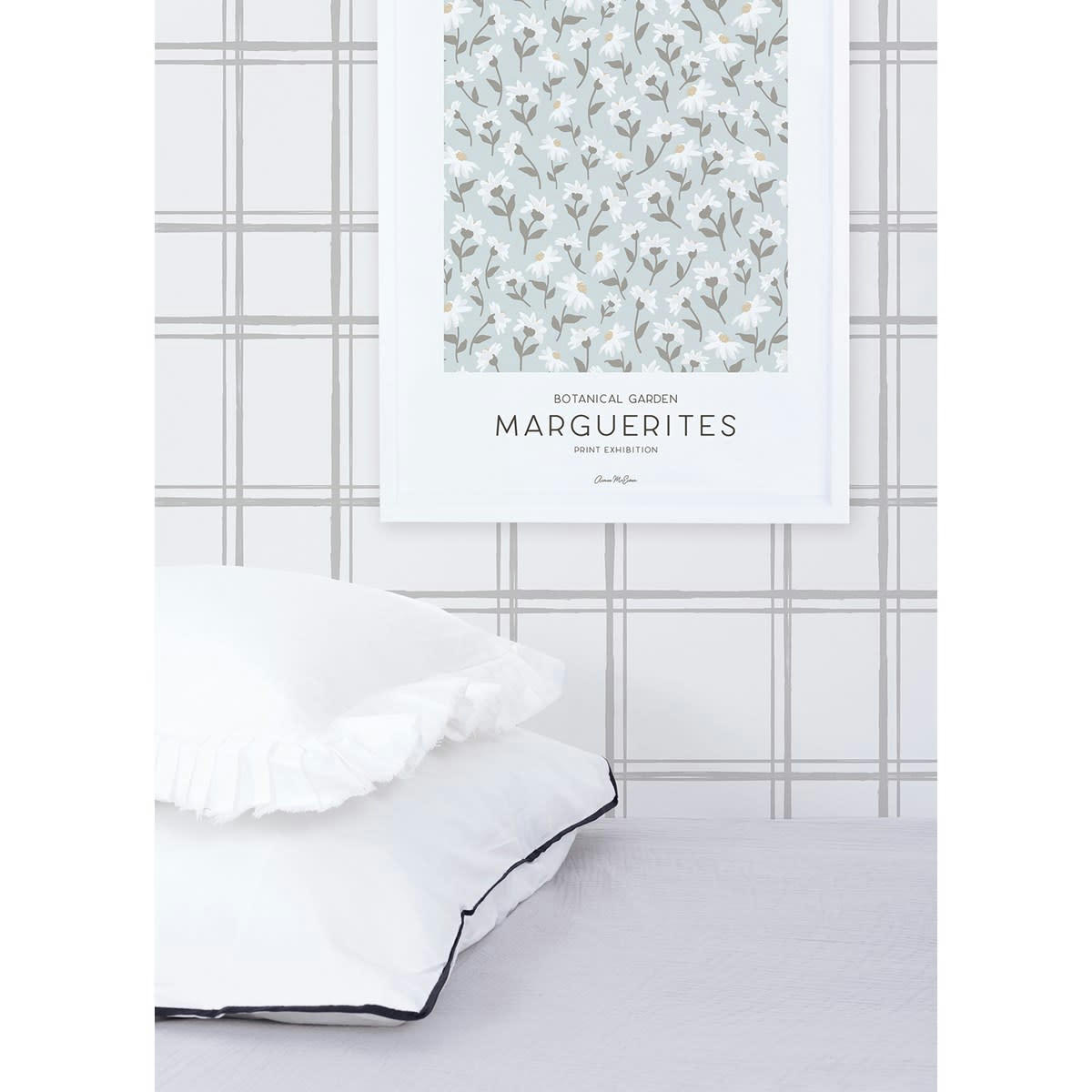 PICNIC DAY - Affiche Marguerites bleu clair (30 x 40 cm)