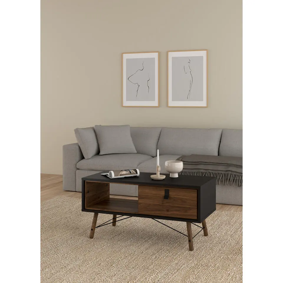 Salontafel Zwart/Bruin - 100x50x50cm - Ry