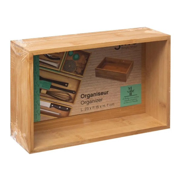 Bambusowy organizer do szuflady pudełko na drobiazgi 15x23x7 cm