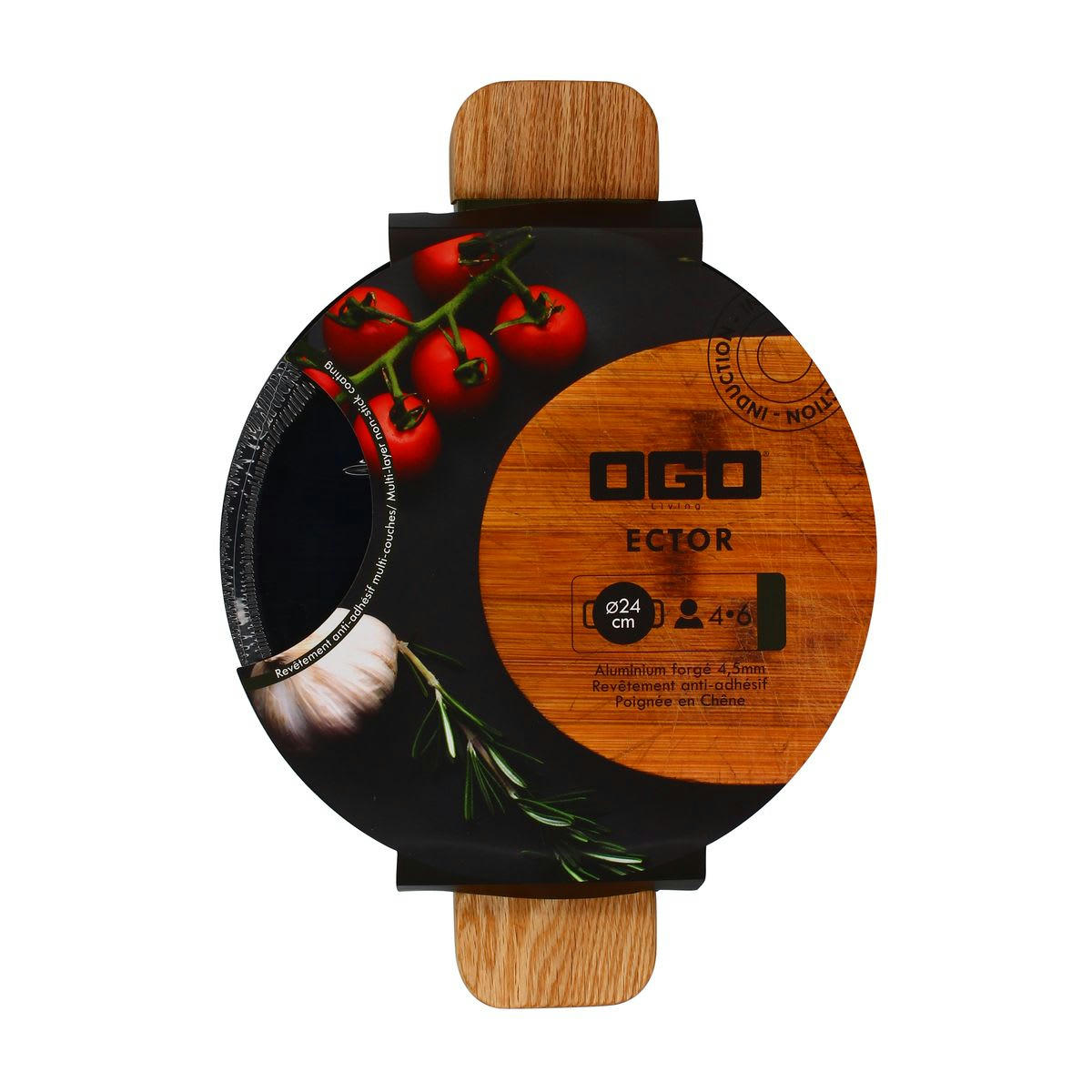 ECTOR - Faitout en aluminium kaki Ø24cm - compatible induction