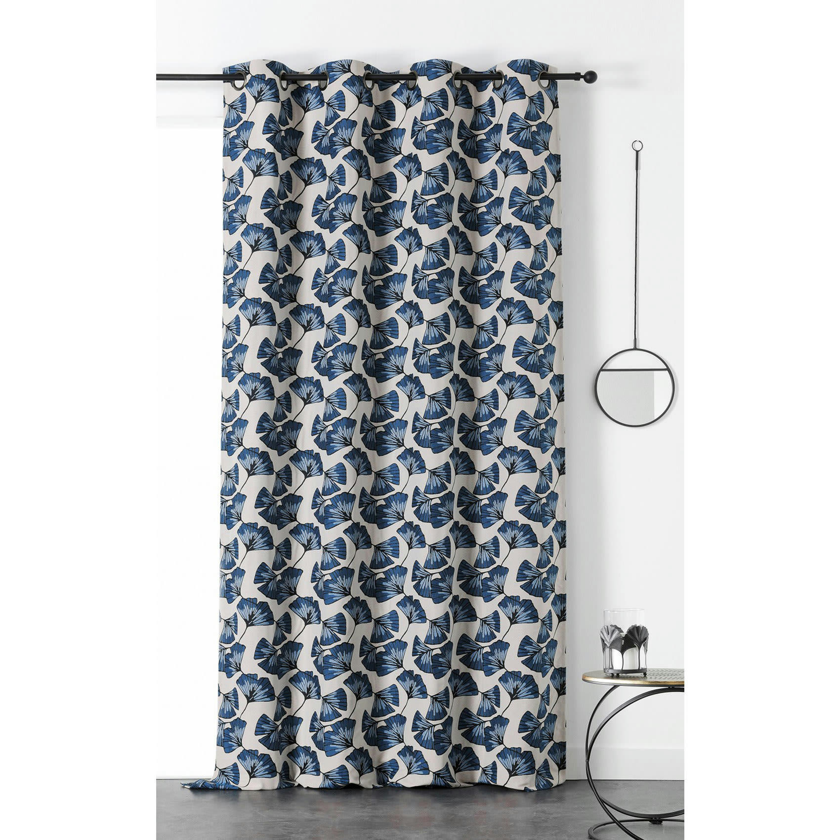 - Rideau jacquard biloba polyester/jacquard bleu 140x240 cm