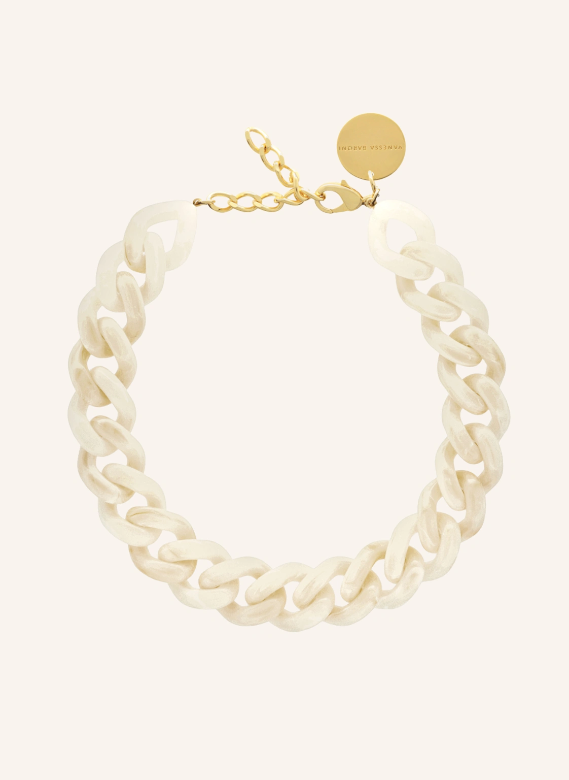 VANESSA BARONI Halskette FLAT CHAIN NECKLACE PEARL MARBLE by GLAMBOU