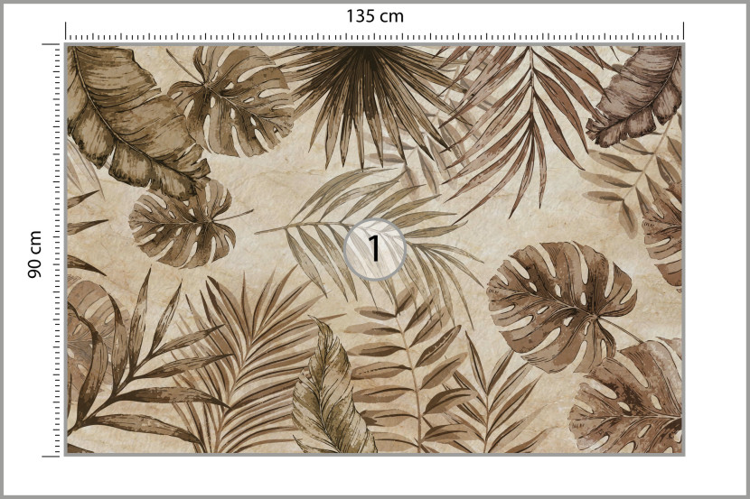 Fototapeta Tropikalne Liście W Odcieniach Beżu 135x90cm