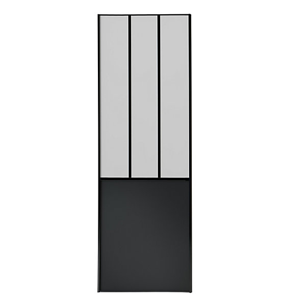 OPTIMUM pack portes de placard coulissantes, 2 vantaux décor atelier noir, verre dépoli blanc, H 2500 x L 1500 mm