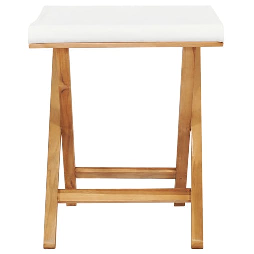 NNEVL Folding Chairs 2 pcs Solid Teak Wood and Fabric Cream White