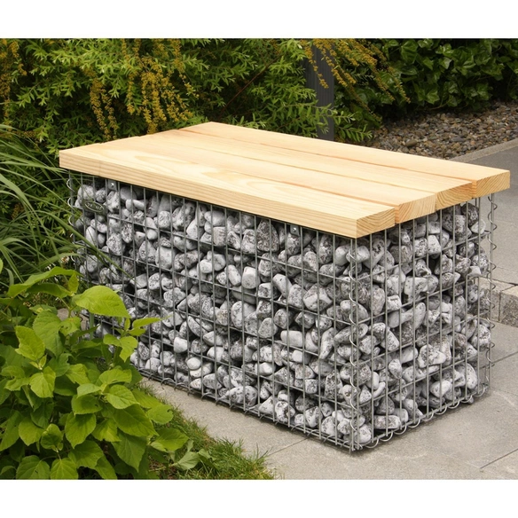 Gabionenbank »Profi«, BxHxL: 55 x 54 x 105 cm, Stahl/Douglasienholz