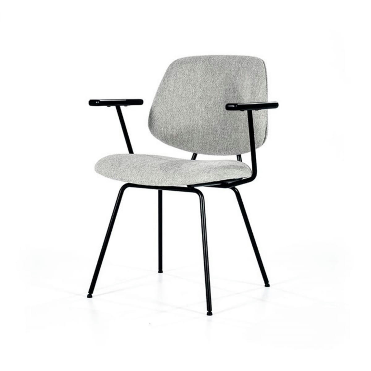 EDITE - Chaise moderne avec accoudoirs en tissu gris