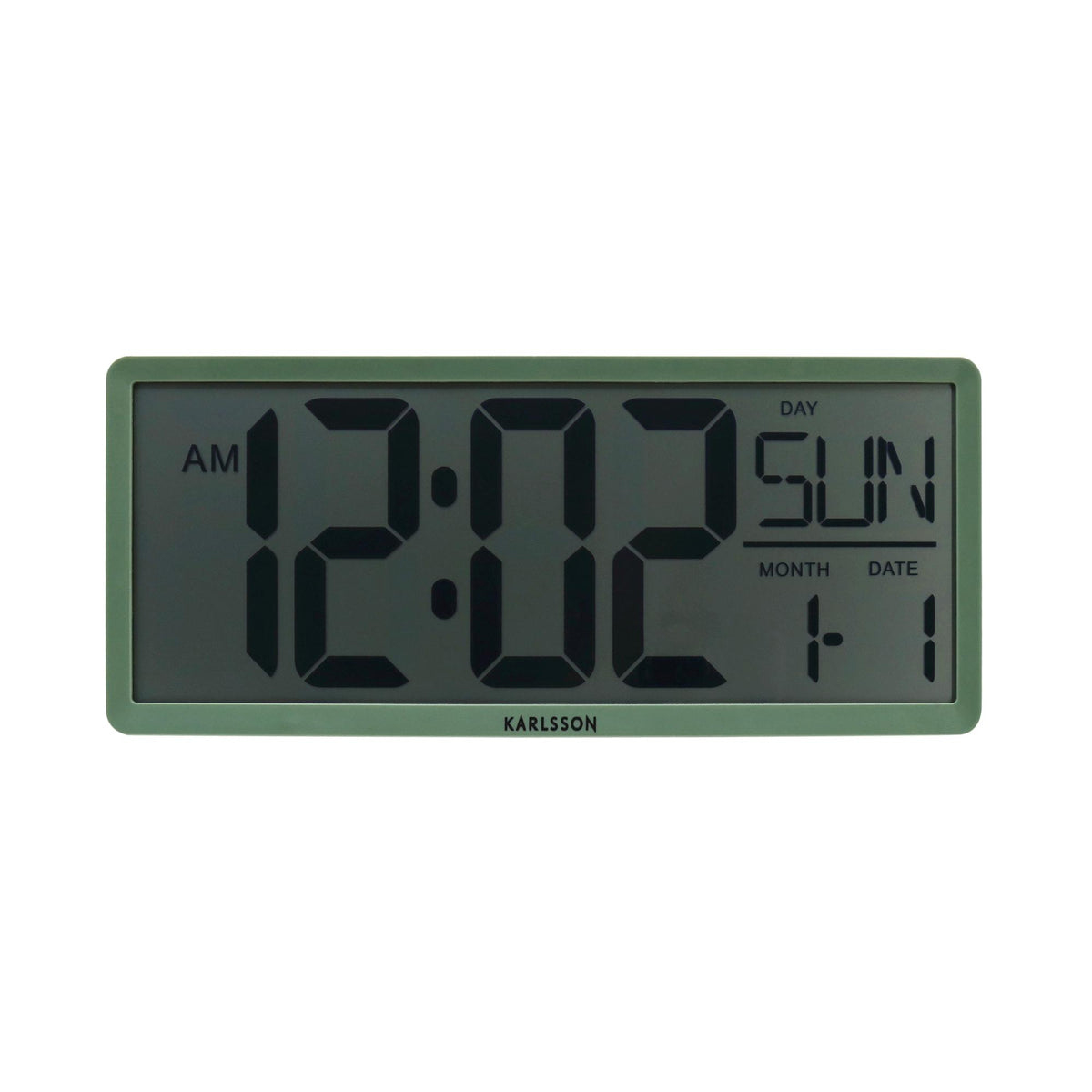 Karlsson wandklok Retro LCD - groen - 34.8x2.7x14.8cm