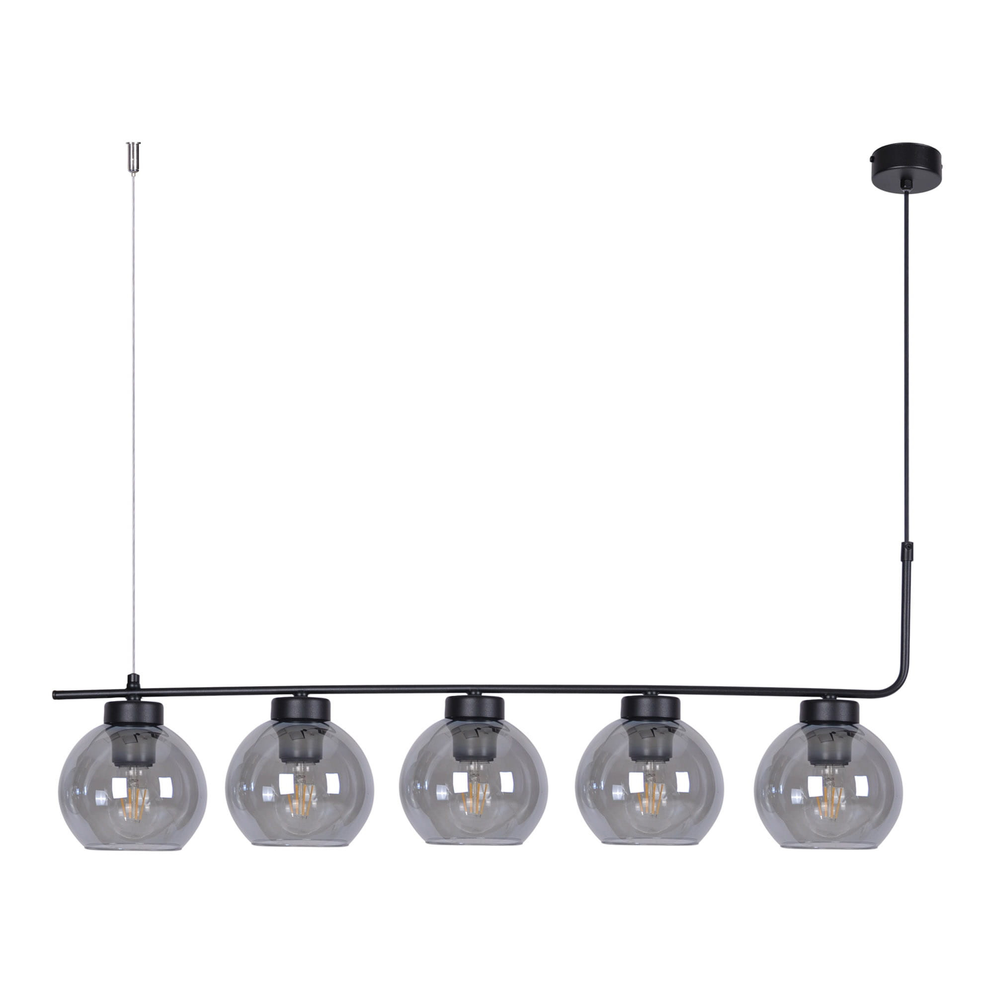 Lampa wisząca czarna-dymiona Torvi 5xE27x60W wym: 110x89x15 cm Kaja