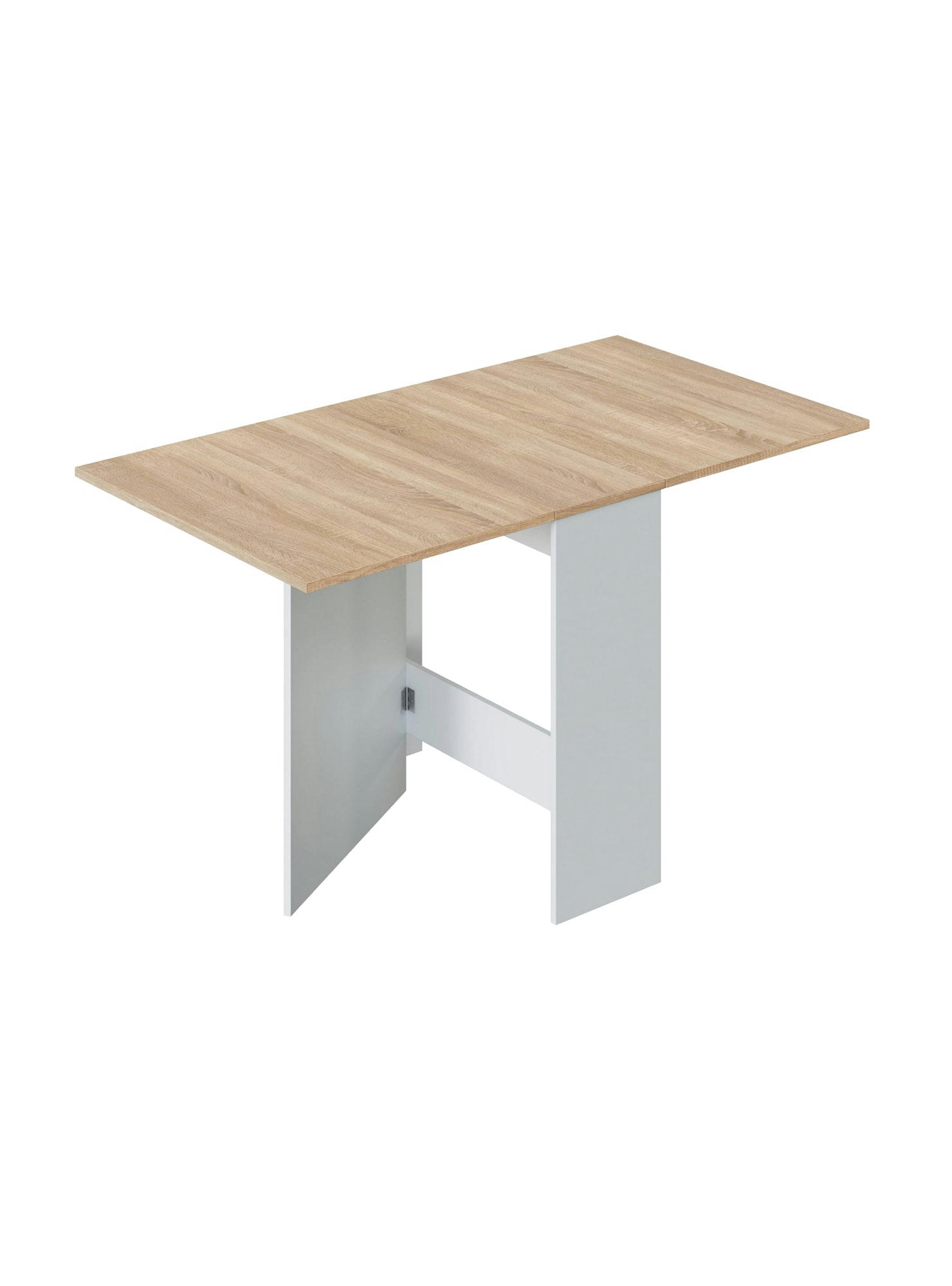 TOLEDO - Table extensible effet bois 31x77 cm blanc et chêne