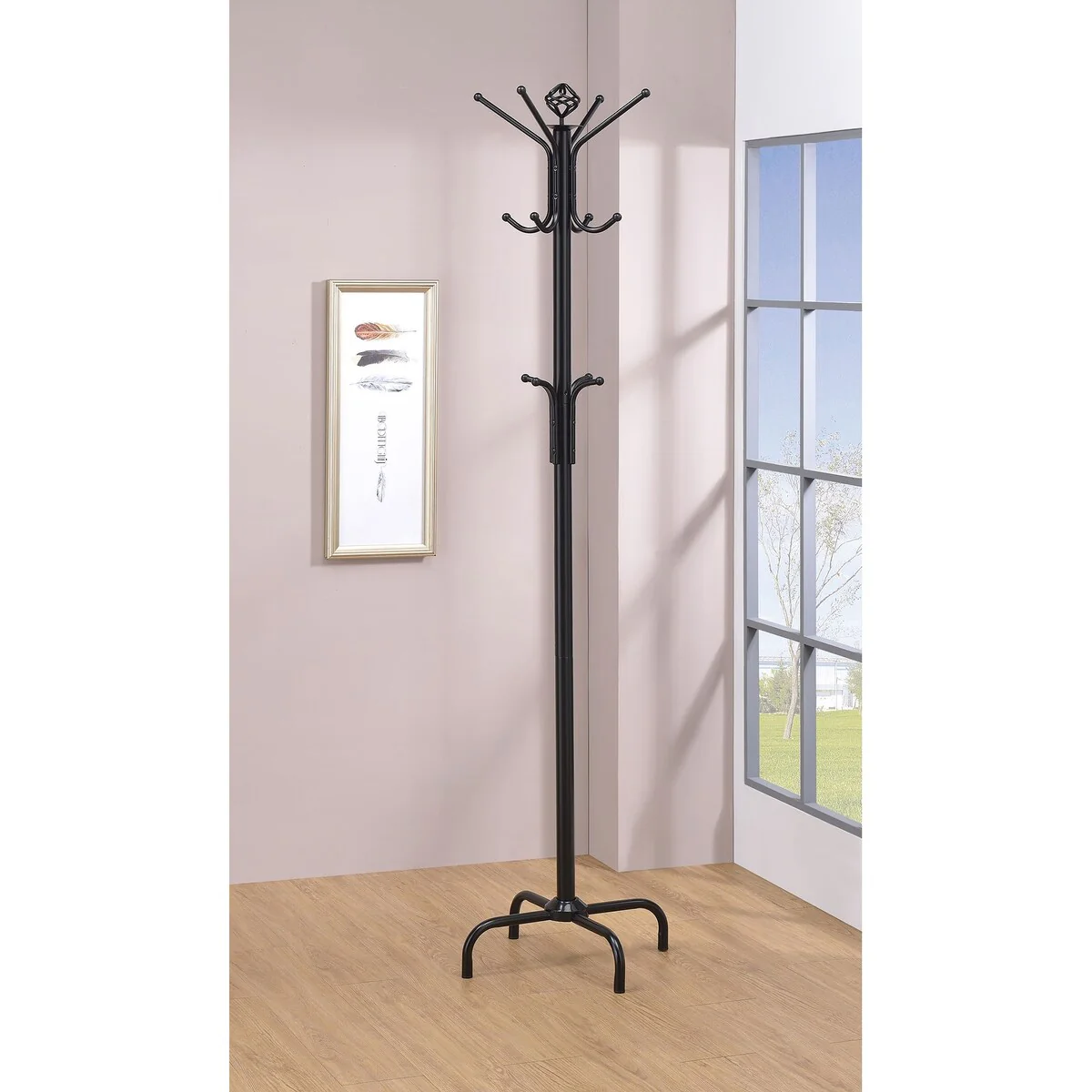 Collier 12-Hook Metal Freestanding Coat Rack Black