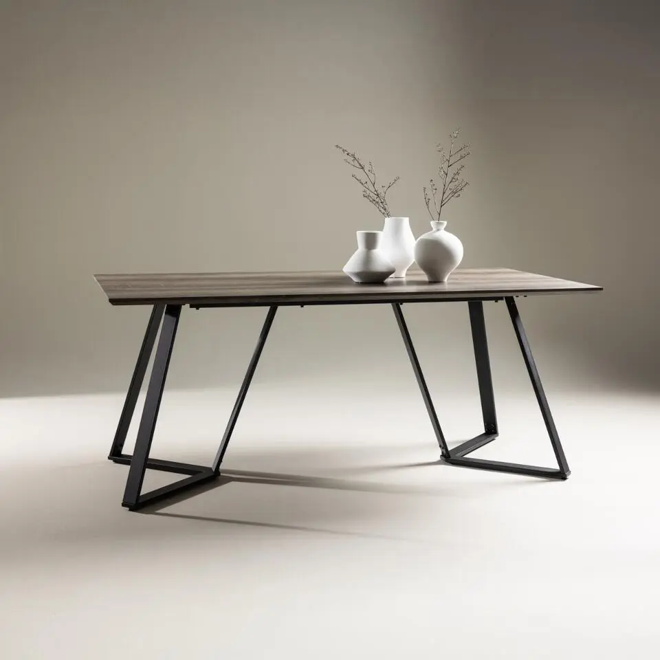 Eettafel Eiken Hout Zwart - 180x90x75cm - Marina