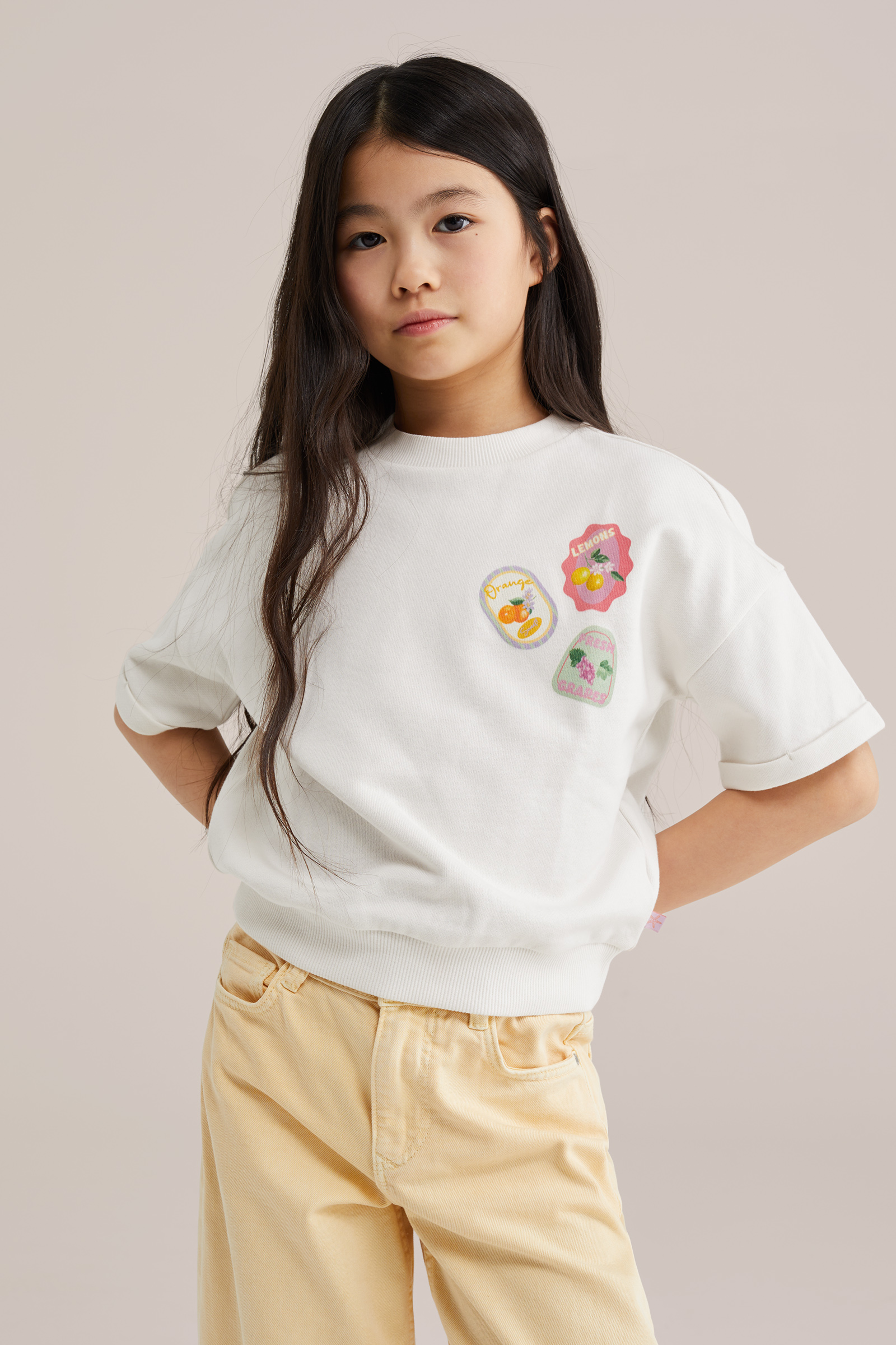 Meisjes oversized sweater met opdruk