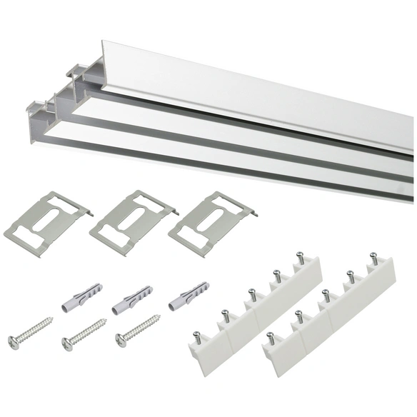 Flächenvorhangschiene, Länge: 1650 mm, 3-läufig, Aluminium