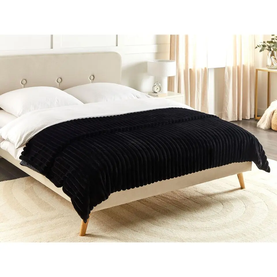 RAKYA - Bedsprei - Zwart - 200 x 220 cm - Nepbont