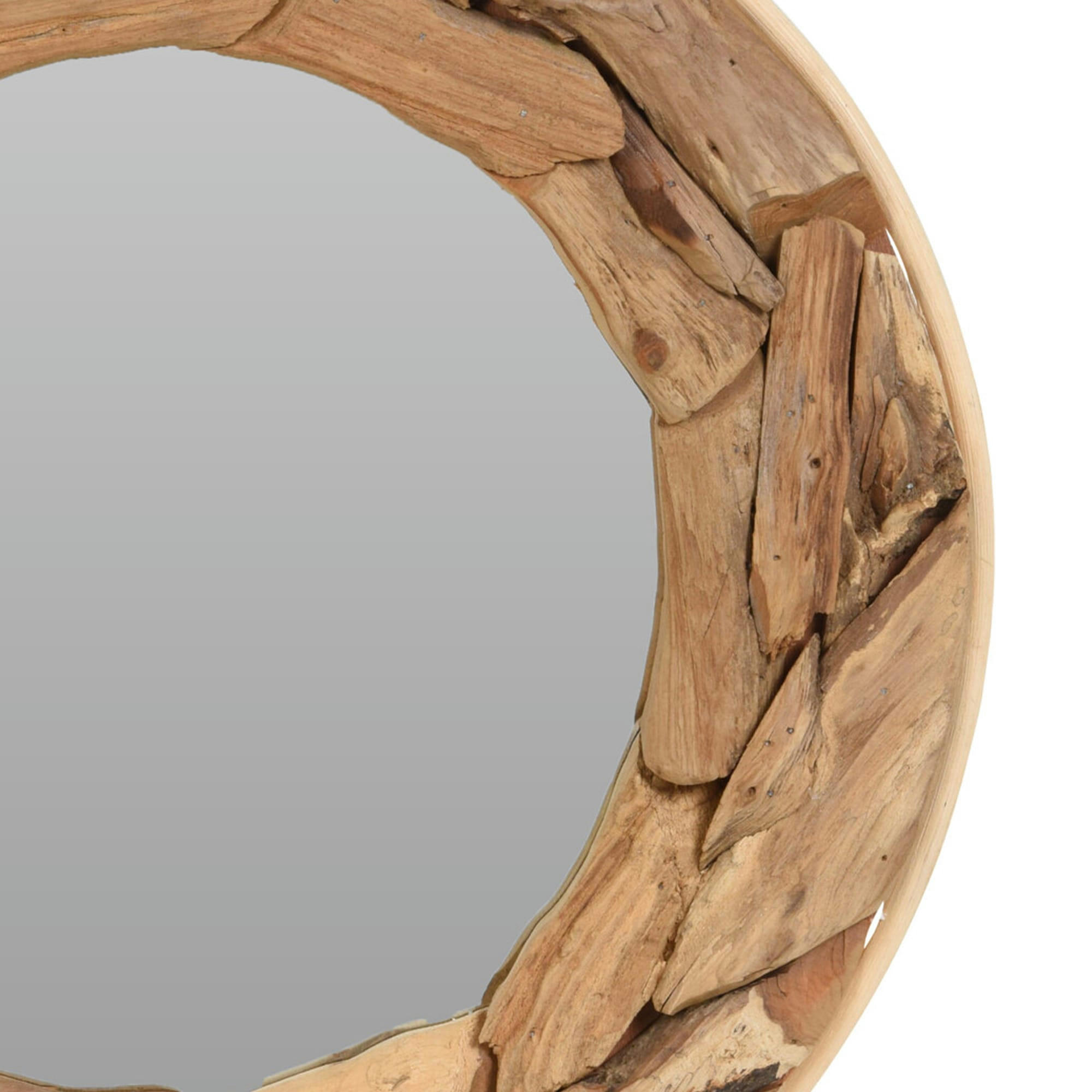 - Miroir rond en bois teck recyclé rustique 52x52x6cm
