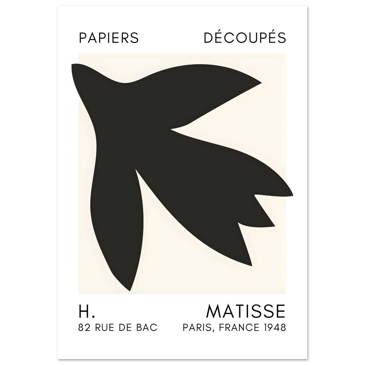 Artfulprints Poster Matisse – Shapes in the air black  - A4 21x29.7 cm - Zwart