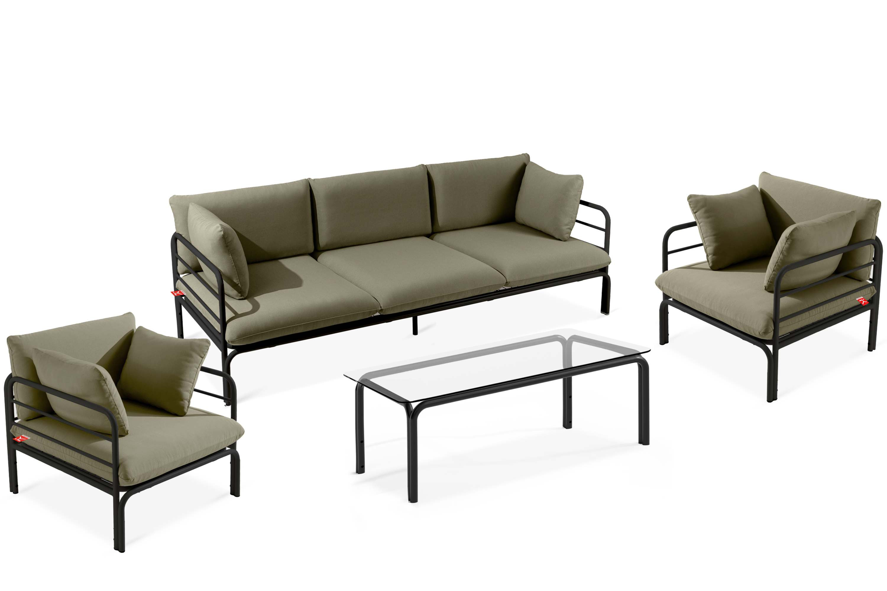 KONSIMO RAMBE Zestaw mebli ogrodowych 2x fotel   sofa trzyosobowa   stolik