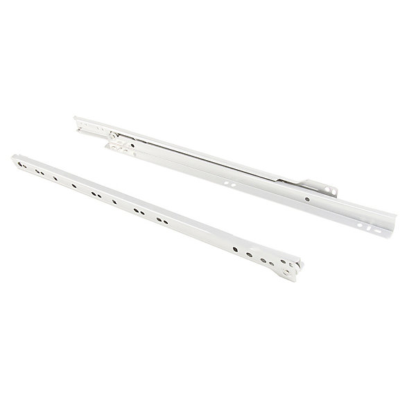 Emuca Lot de 5 jeux de coulisses de tiroir T30, fermeture à glissière, longueur 350mm, coulisse à sortie partielle, Acier, Blanc