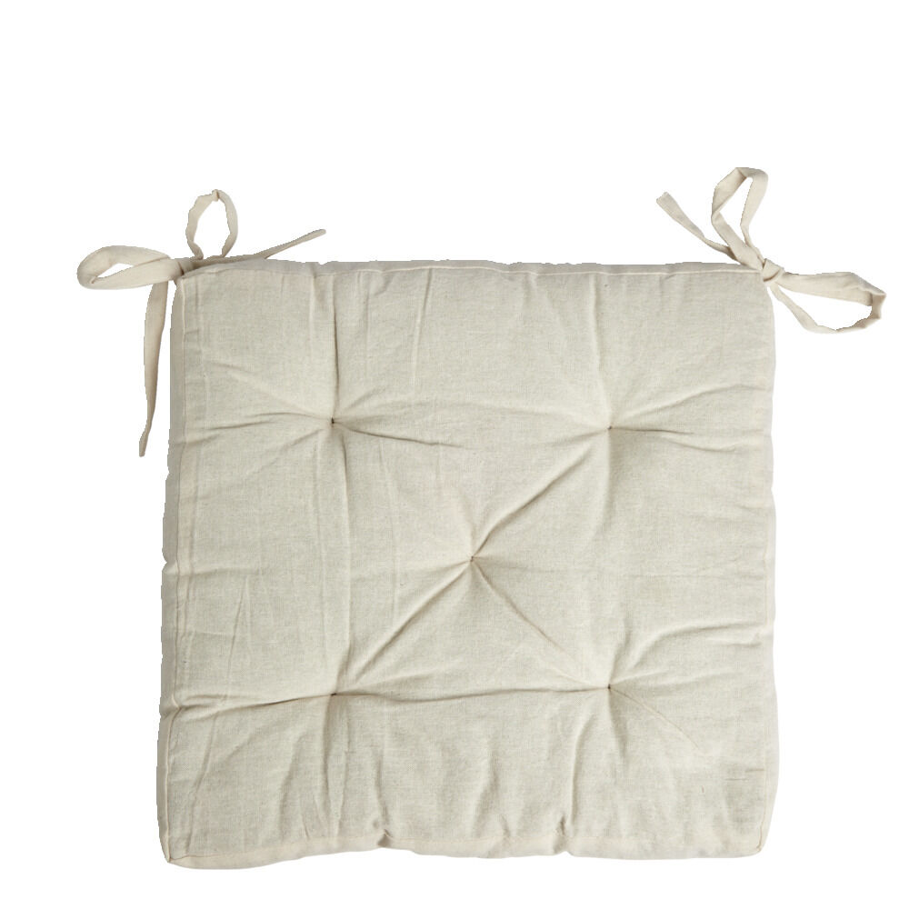 Galette de chaise matelassée en coton beige 40x40cm