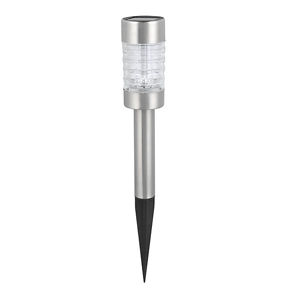 Balise solaire en inox verre à planter ou à poser- Hauteur 42cm- 1 LED blanche- 3 Lumens- Eclairage extérieur Jardin