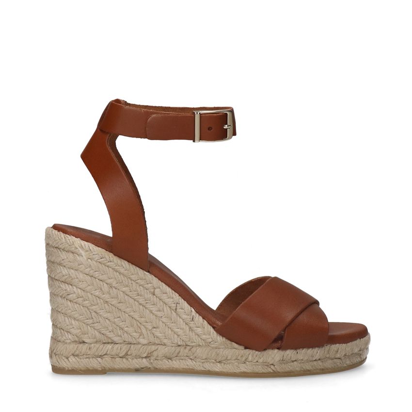 Manfield Cognac leren sleehakken