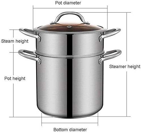 Stainless Steel Double Boiler and Steamer Set Steamer Cookware Pot Saucepot Multi-Layer Boiler