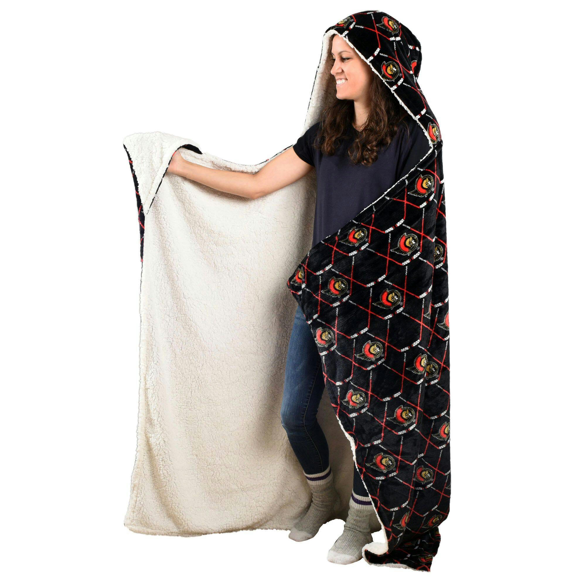 NHL Ottawa Senators Officially Licensed Hockey Hooded Blanket 50-in x 70-in