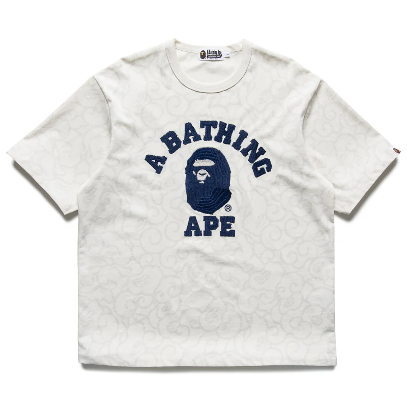 A Bathing Ape Washed Cloud Camo College Tee - Ivory