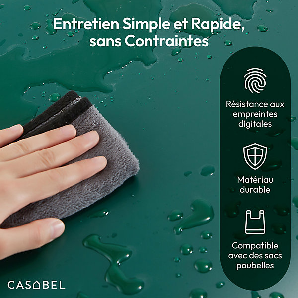 CASABEL Poubelle Tri Selectif 60L - 2x30L Acier , Double Compartiments, Pédale, Bacs Amovibles, Couvercles Silencieux